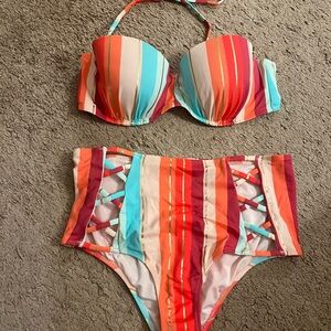 Colorful Striped Bikini Set